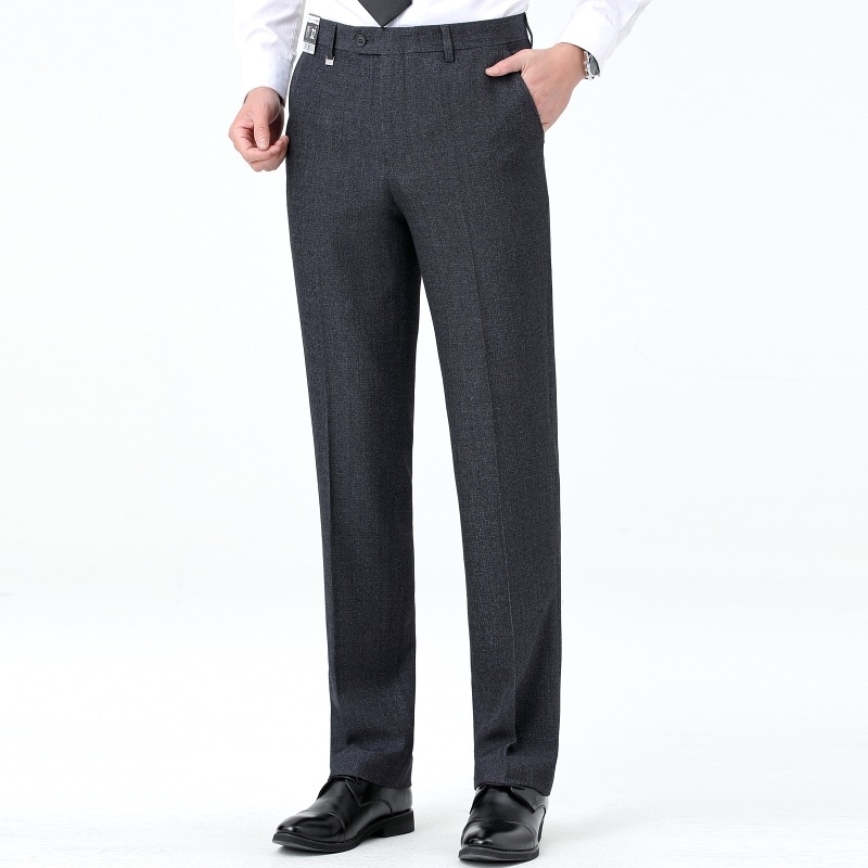 Ανδρικά μάλλινα επίσημα παντελόνια, χειμώνας, φαρδιά γραμμή, ανθεκτικά στις ζάρες, 65% μαλλί