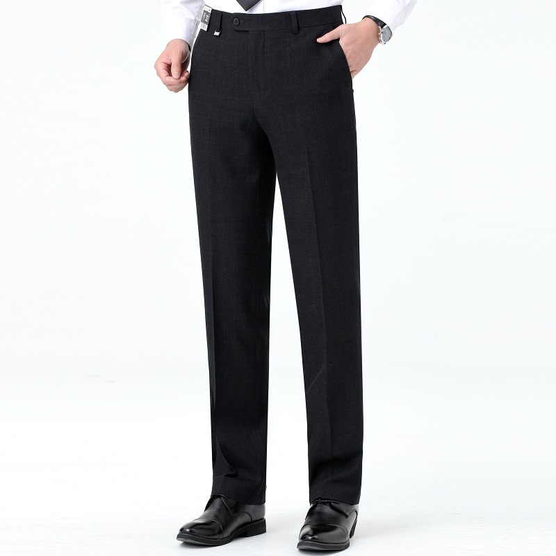 Ανδρικά μάλλινα επίσημα παντελόνια, χειμώνας, φαρδιά γραμμή, ανθεκτικά στις ζάρες, 65% μαλλί