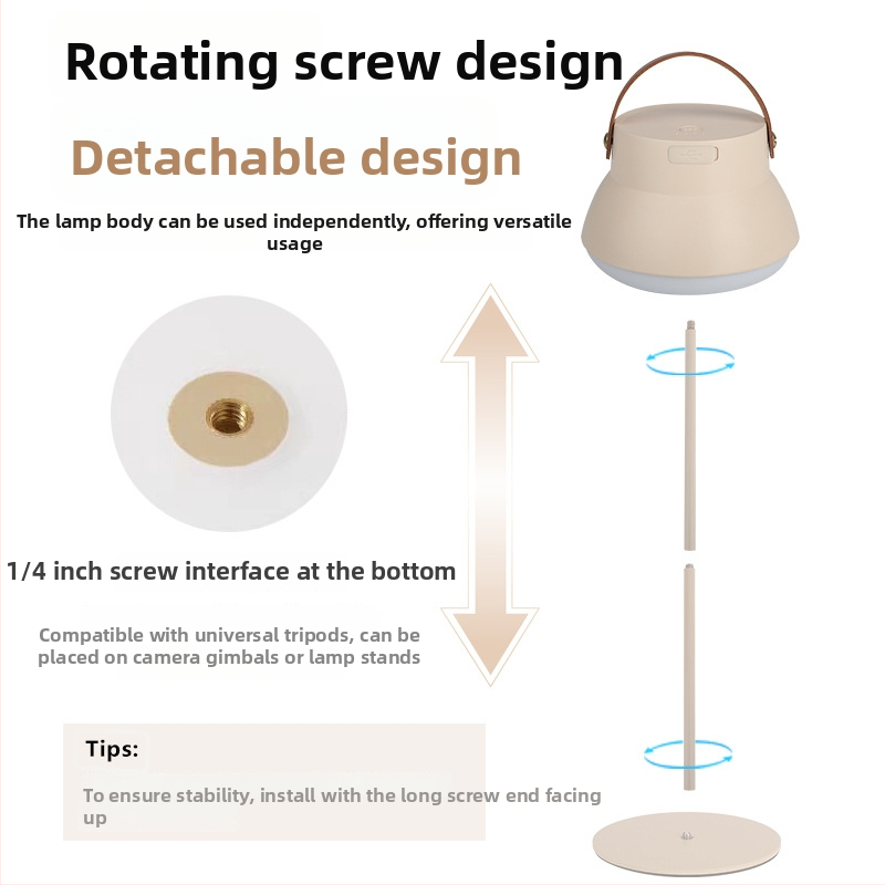 Kempingová LED lampička s držiakom na zavesenie stanu, nabíjateľná, 3.7V, 10W, tlačidkový vypínač