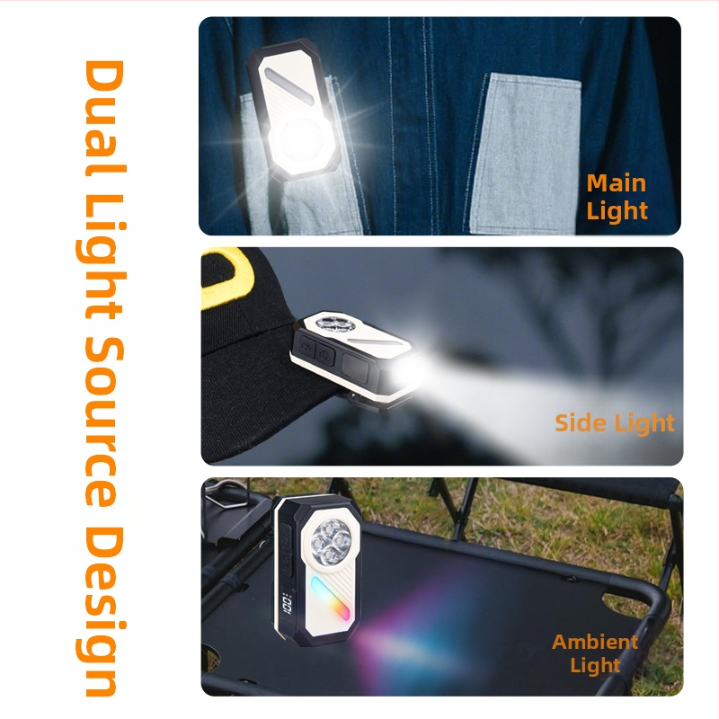 Čelová lampa so senzorom, magnetický klip, USB-C nabíjanie, digitálny displej, 5W