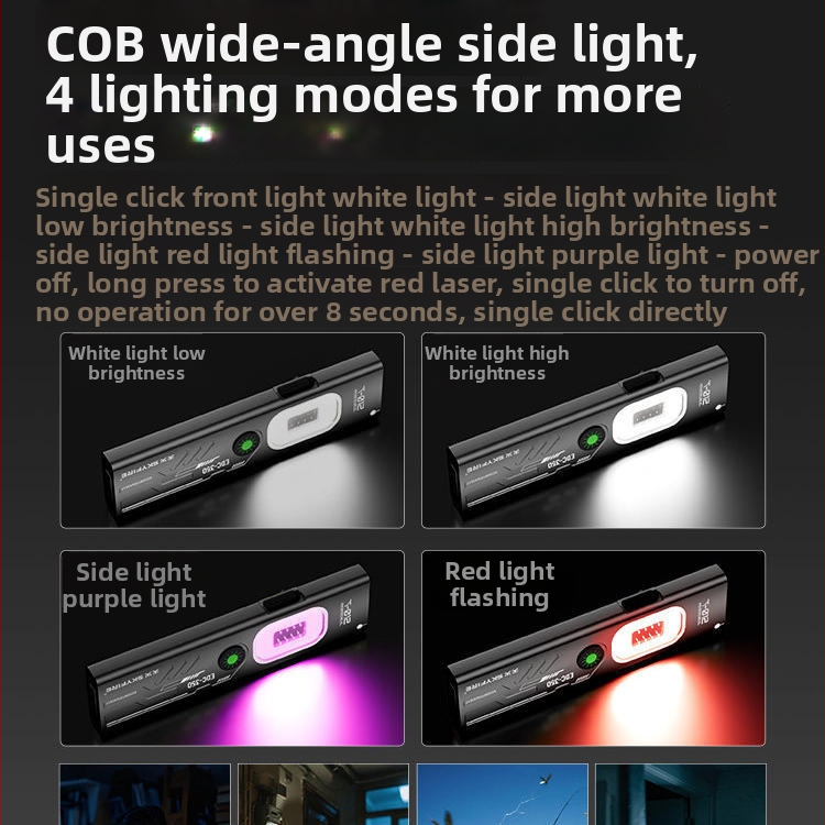 Sky Fire EDC LED svjetiljka, prijenosna magnetska, punjiva, 1W prednje + 3W bočno svjetlo, 1200 mAh baterija, vodootporna, domet 50–100 m