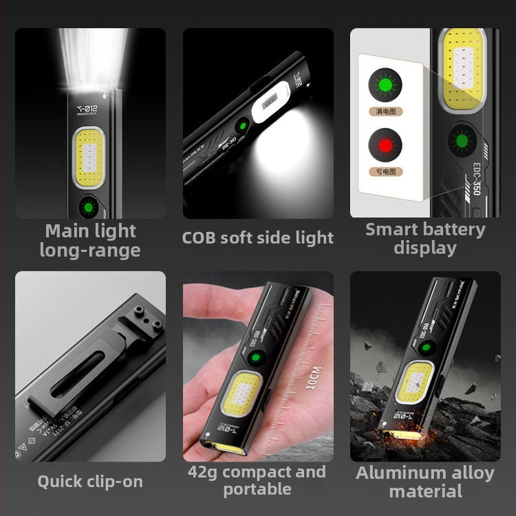 Sky Fire EDC LED svjetiljka, prijenosna magnetska, punjiva, 1W prednje + 3W bočno svjetlo, 1200 mAh baterija, vodootporna, domet 50–100 m