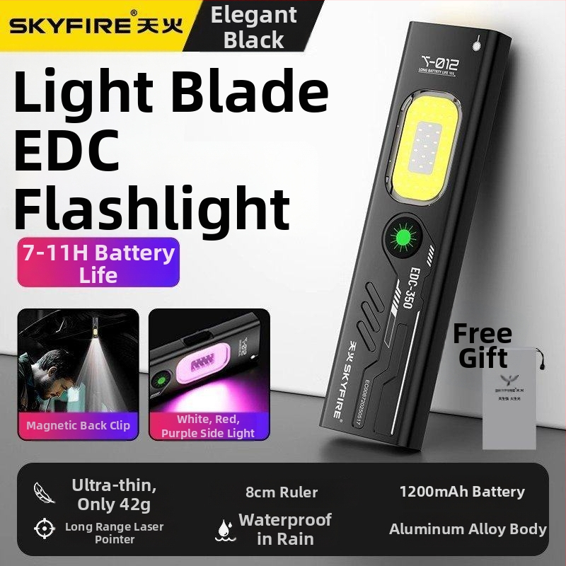 Sky Fire EDC LED svjetiljka, prijenosna magnetska, punjiva, 1W prednje + 3W bočno svjetlo, 1200 mAh baterija, vodootporna, domet 50–100 m