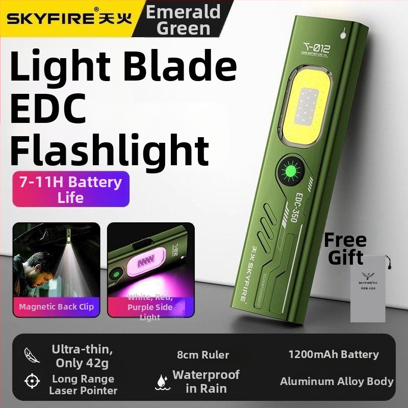 Sky Fire EDC LED svjetiljka, prijenosna magnetska, punjiva, 1W prednje + 3W bočno svjetlo, 1200 mAh baterija, vodootporna, domet 50–100 m
