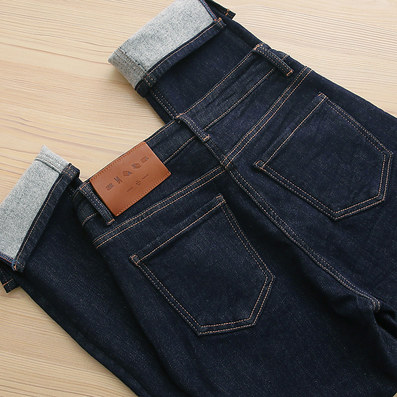 Ženske traperice s visokim strukom, uspravni kroj, denim, pamukovo vlakno, fleece podstava za toplinu