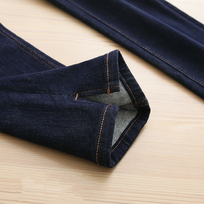 Ženske traperice s visokim strukom, uspravni kroj, denim, pamukovo vlakno, fleece podstava za toplinu