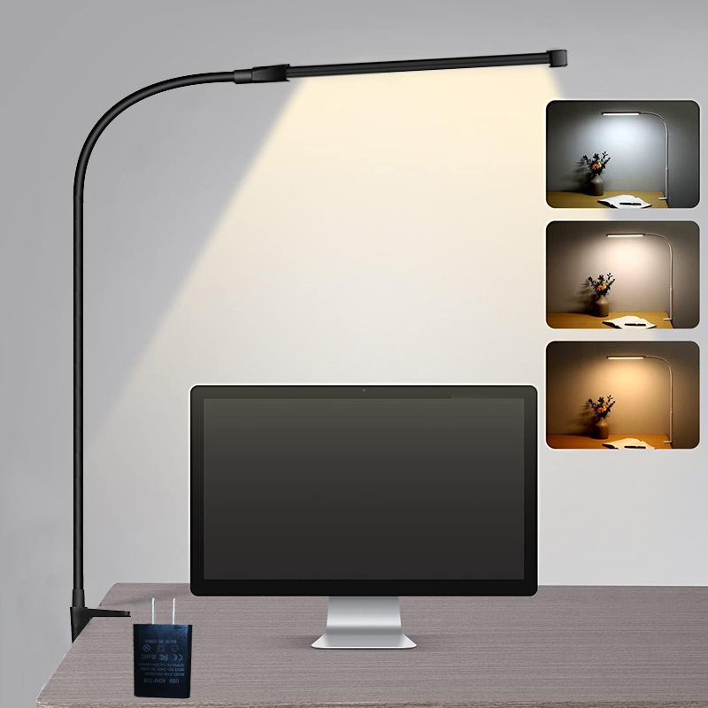 Klip- stolna lampa s zaštitom očiju, USB napajanje, prekidač na tipku, metalno sjenilo, pogodna za čitanje i uredske poslove