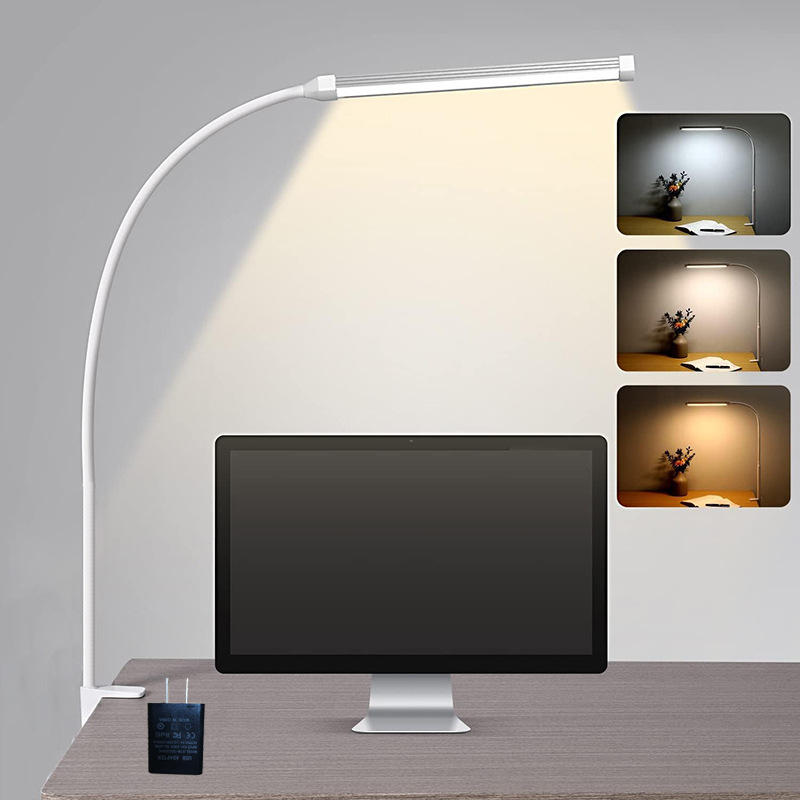 Klip- stolna lampa s zaštitom očiju, USB napajanje, prekidač na tipku, metalno sjenilo, pogodna za čitanje i uredske poslove