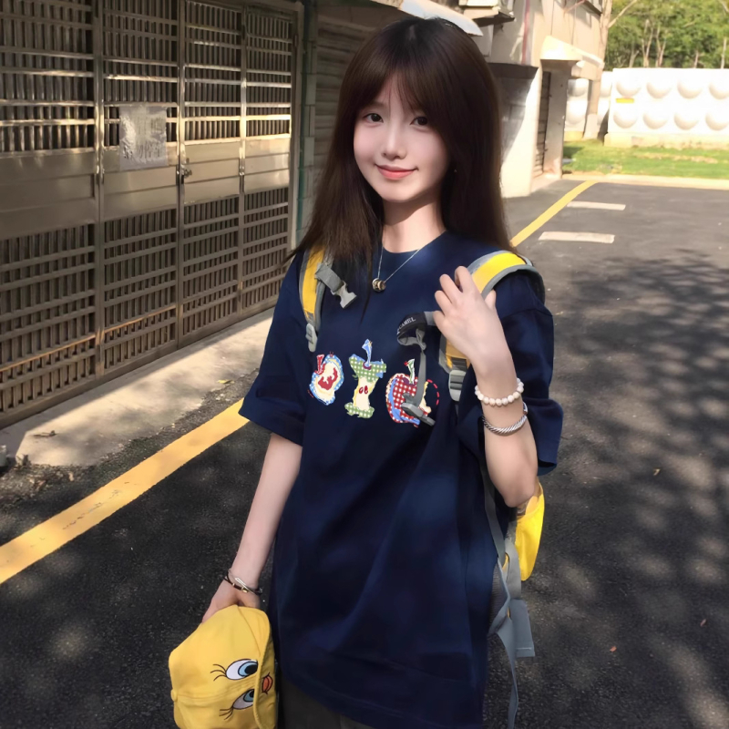 Pamukana majica s printom anime, Harajuku stil, kratkih rukava, okrugli izrez