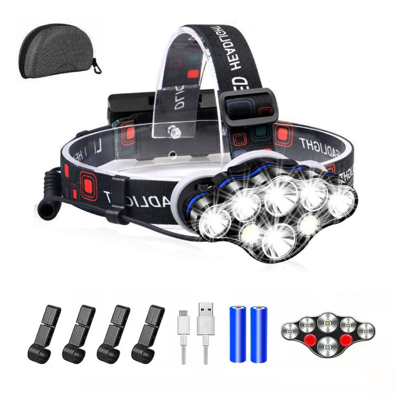 LED челна лампа с COB LED, водоустойчива, 20W, 2x18650 батерии, обхват 200–500 м