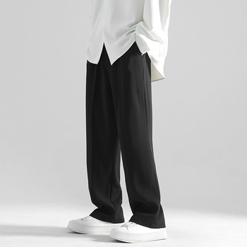 Ανδρικά casual παντελόνια, χαλαρή φαρδιά γραμμή με κομμένο κοντό ίσιο τελείωμα, πολυεστέρας, κατάλληλα για άνοιξη και φθινόπωρο.