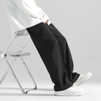 Ανδρικά casual παντελόνια, χαλαρή φαρδιά γραμμή με κομμένο κοντό ίσιο τελείωμα, πολυεστέρας, κατάλληλα για άνοιξη και φθινόπωρο.