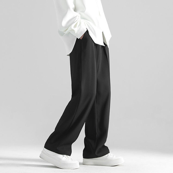 Ανδρικά casual παντελόνια, χαλαρή φαρδιά γραμμή με κομμένο κοντό ίσιο τελείωμα, πολυεστέρας, κατάλληλα για άνοιξη και φθινόπωρο.