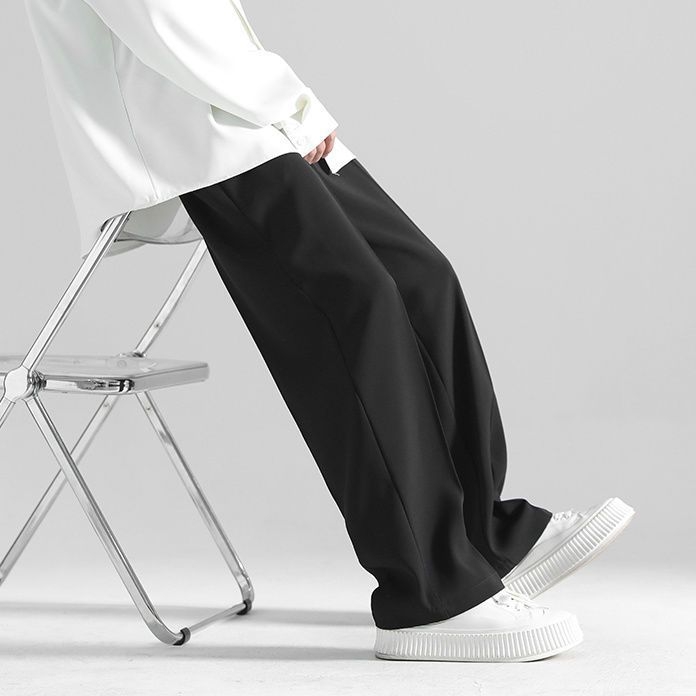 Ανδρικά casual παντελόνια, χαλαρή φαρδιά γραμμή με κομμένο κοντό ίσιο τελείωμα, πολυεστέρας, κατάλληλα για άνοιξη και φθινόπωρο.