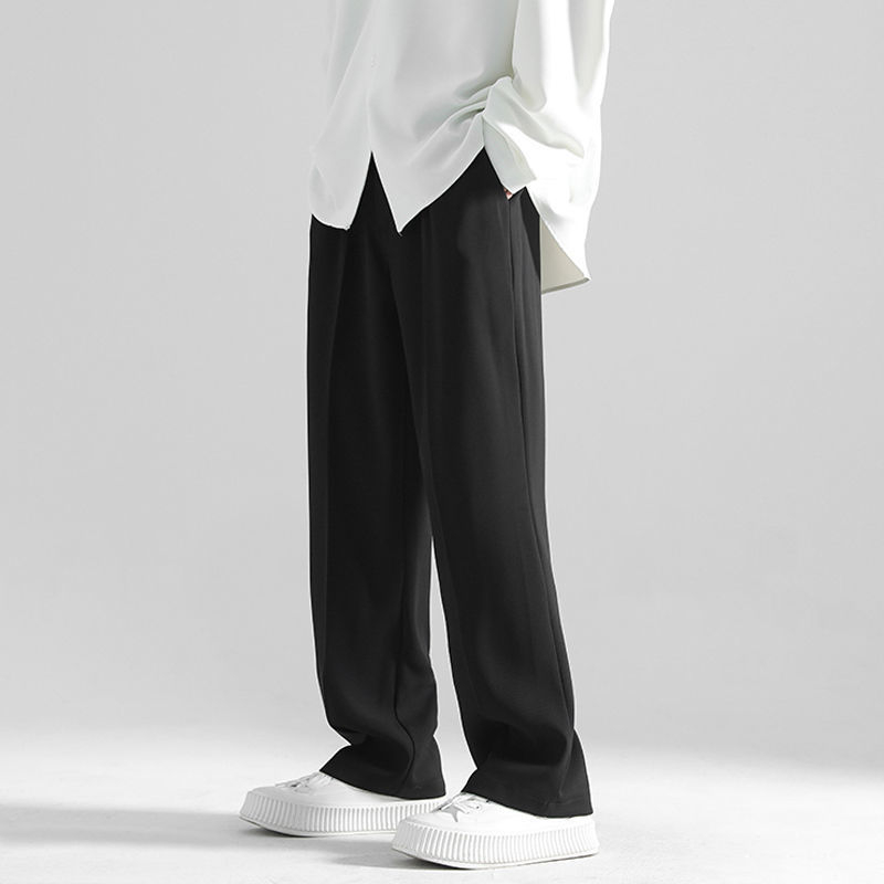 Ανδρικά casual παντελόνια, χαλαρή φαρδιά γραμμή με κομμένο κοντό ίσιο τελείωμα, πολυεστέρας, κατάλληλα για άνοιξη και φθινόπωρο.