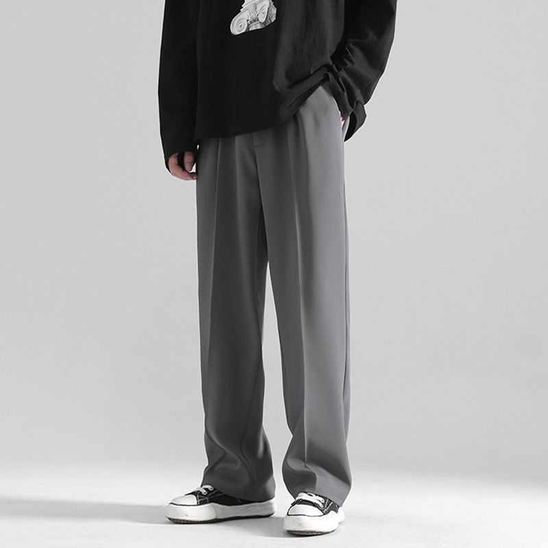 Ανδρικά casual παντελόνια, χαλαρή φαρδιά γραμμή με κομμένο κοντό ίσιο τελείωμα, πολυεστέρας, κατάλληλα για άνοιξη και φθινόπωρο.