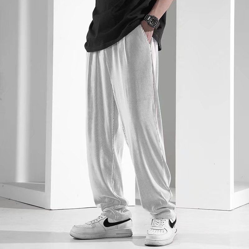 Ανδρικά casual παντελόνια, χαλαρή φαρδιά γραμμή με κομμένο κοντό ίσιο τελείωμα, πολυεστέρας, κατάλληλα για άνοιξη και φθινόπωρο.