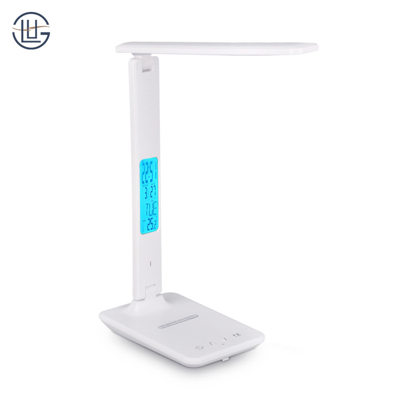 LED stolna lampa za zaštitu očiju, vječni kalendar, sklopiva, 5 razina svjetline, 10W bežično napajanje, svjetlo za učenje