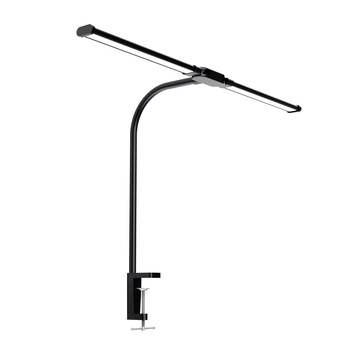 Stolna lampa s fleksibilnim vratom i dvostrukom glavom s klipom, zaštita očiju (12W, CRI ≥90, PC sjenilo)