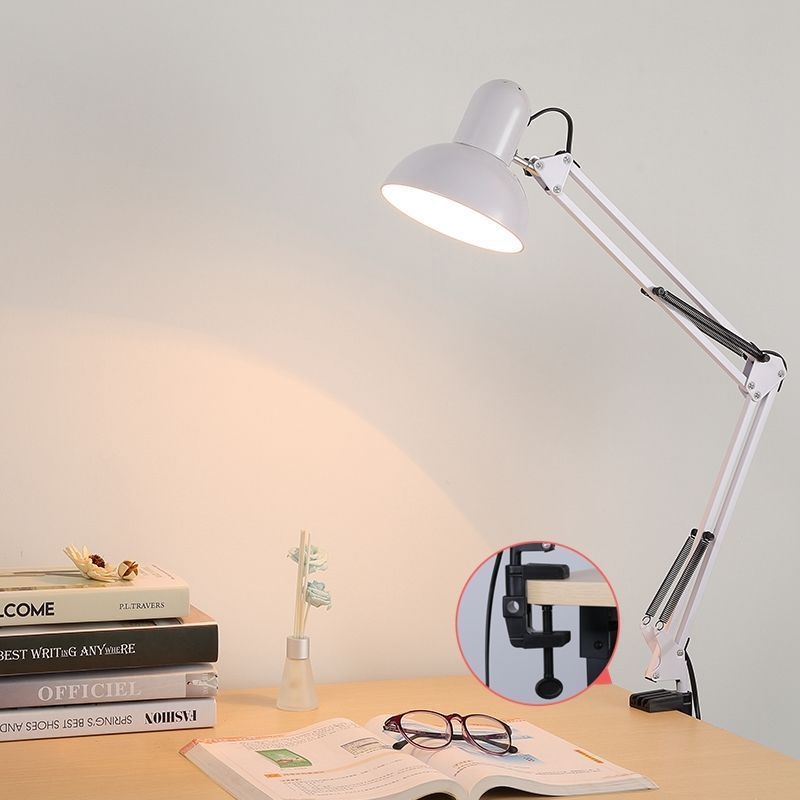 LED stolna lampica s dugim ramenom za zaštitu očiju, klip za manikuru i trepavice, sklopna, pogodna za čitanje, učenje i tetoviranje