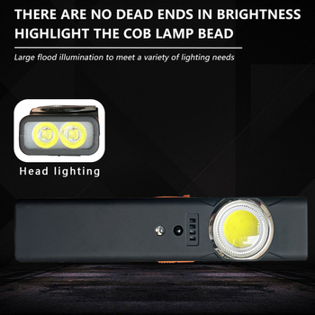 Višenamjenska prijenosna mini dvostruka LED radna svjetiljka Type-B, punjiva, vanjska magnetska dugog dometa; 3W, 800mAh, LED, domet do 50m