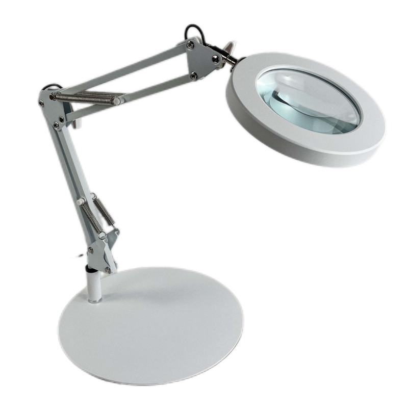 Stolna lampa s povećalom, dugim savitljivim ramom, metalnim sjenilom — CRI ≥90; USB napajanje; Napon ≤36V; CE certifikat