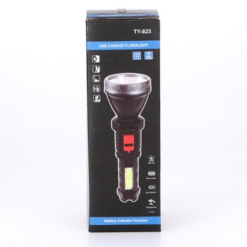 LED baterijska svjetiljka za vanjsku upotrebu, USB punjenje, ručno pokretanje, ABS kućište, dvostruka namjena (radno i traženje), domet 100–200 m