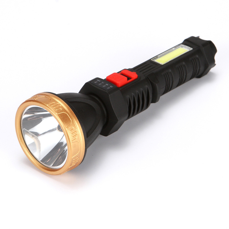 LED baterijska svjetiljka za vanjsku upotrebu, USB punjenje, ručno pokretanje, ABS kućište, dvostruka namjena (radno i traženje), domet 100–200 m