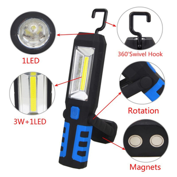 COB+1 radna lampica USB punjenje, 1800mAh, 10W, 360° rotacija, uključeno punjač, domet ispod 50 m