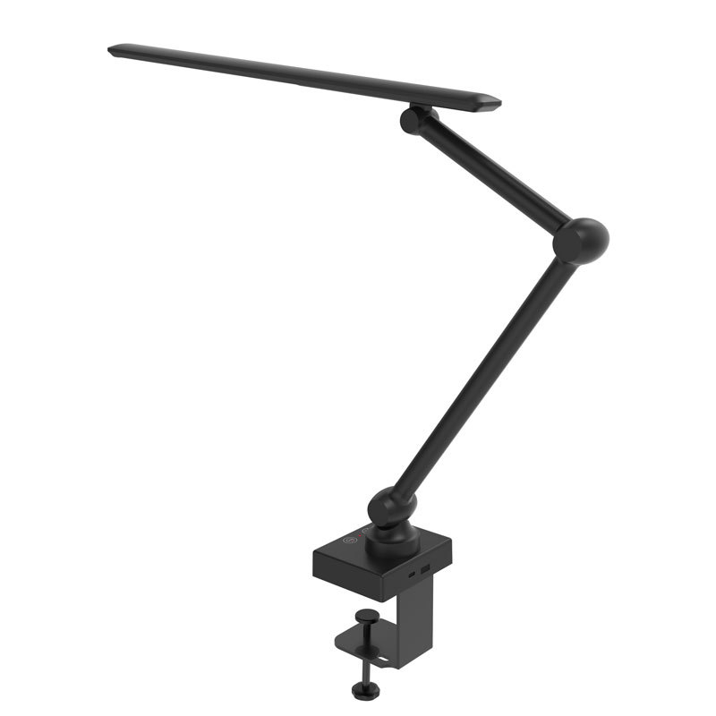 LED stolna lampica s klipom, sklopivi dugi vrat, zaštita očiju, USB napajanje