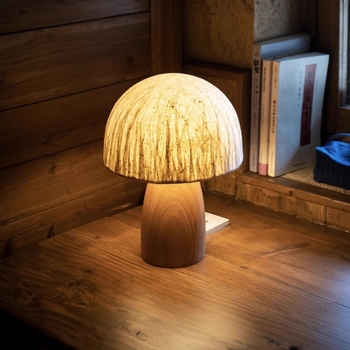 Ručna stolna lampa u japanskom stilu, oblik gljive, sjenilo od vlakana drveta, 220V, prekidač na gumb, CRI ≥95