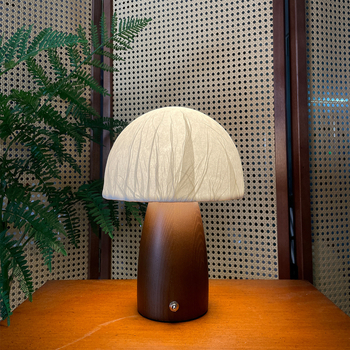 Ručna stolna lampa u japanskom stilu, oblik gljive, sjenilo od vlakana drveta, 220V, prekidač na gumb, CRI ≥95
