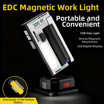 Μαγνητικό LED φωτιστικό εργασίας με οθόνη LCD – USB επαναφορτιζόμενο, 5W, 6800mAh, κατάλληλο για κάμπινγκ και εξωτερικές καταστάσεις έκτακτης ανάγκης