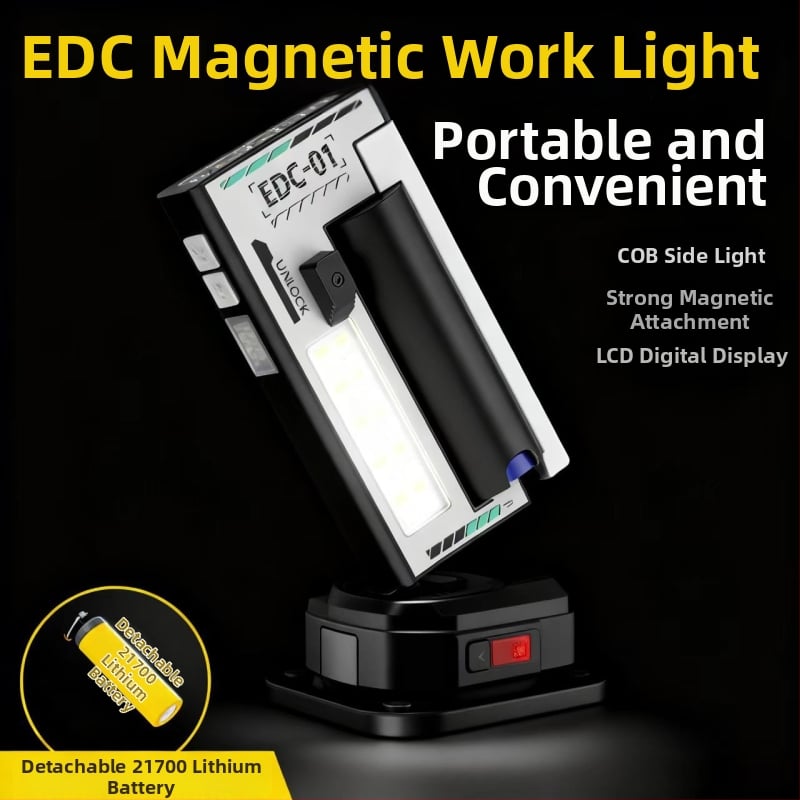 Μαγνητικό LED φωτιστικό εργασίας με οθόνη LCD – USB επαναφορτιζόμενο, 5W, 6800mAh, κατάλληλο για κάμπινγκ και εξωτερικές καταστάσεις έκτακτης ανάγκης