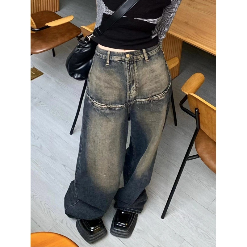 Ženske traperice od denima, visoki pojas, široke nogavice, 95% pamuka, vintage gradski stil