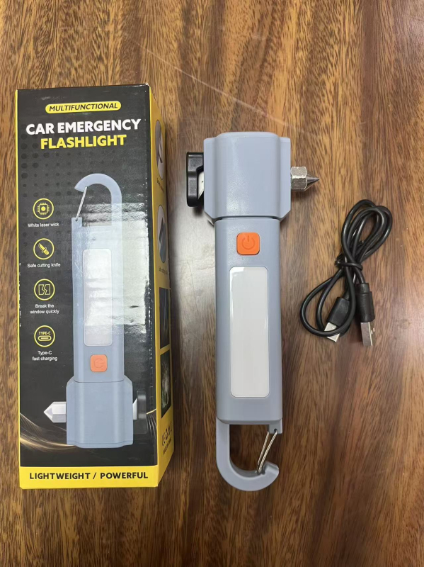 Χειροκίνητος φακός με αυτοκινητικό χτύπημα ασφαλείας και σπάσιμο τζαμιού, μπαταρία 18650 1200 mAh, 200 lm, IP56, φόρτιση 2–3 ώρες