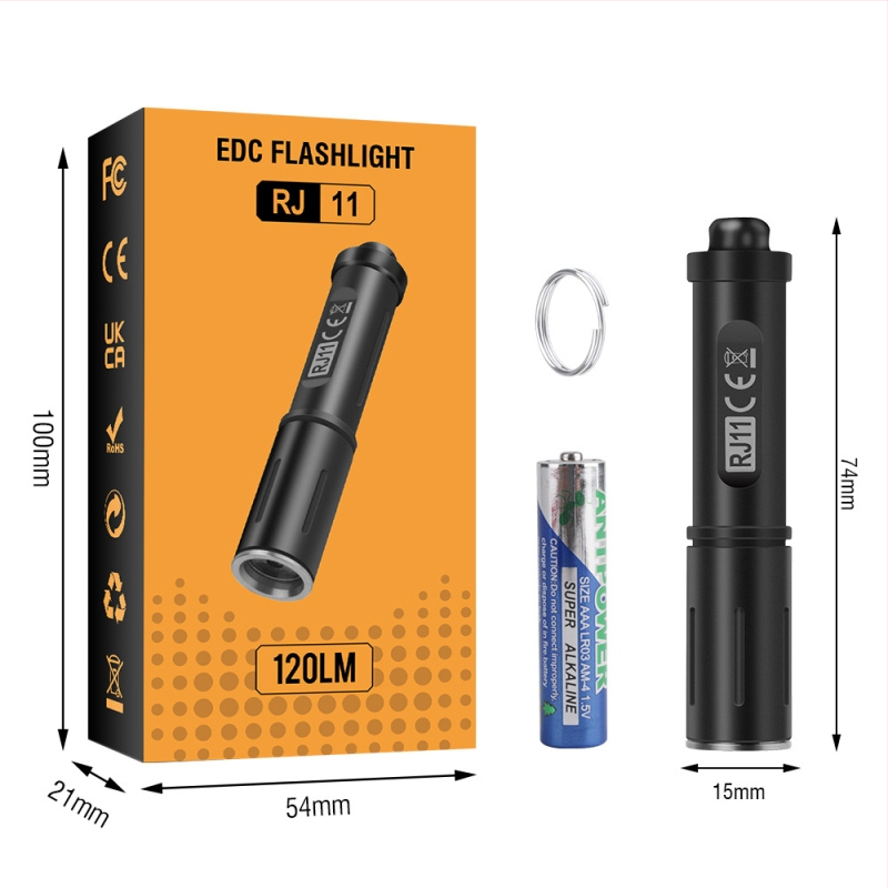 Focar LED din aliaj de aluminiu, impermeabil, 1 baterie AA, breloc, rază 50–100 m