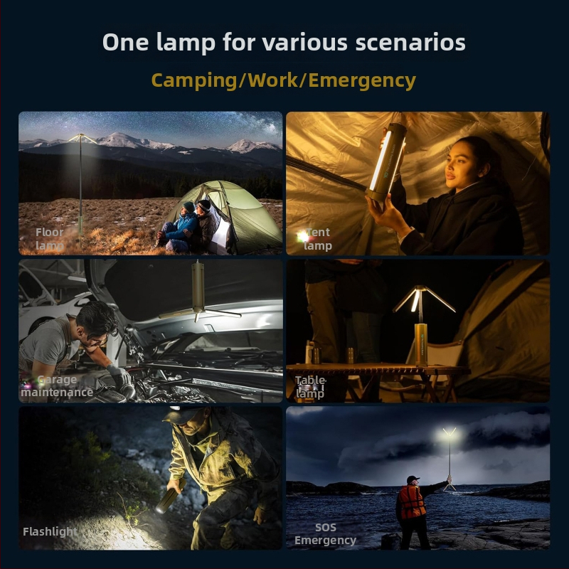 Kempingový lampáš so troma nohami, teleskopický kempingový lampáš, prenosný skladací svetlík, žiarovka kvapislamp, nabíjateľný, kapacita batérie 15600, model YTH913929562711