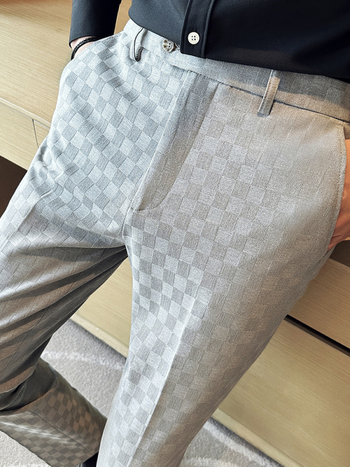 Παντελόνια καρό, στενή γραμμή, ύφασμα corduroy, κορεατικο-βρετανικό στυλ