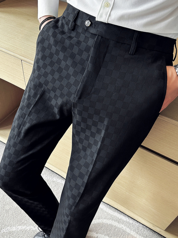 Παντελόνια καρό, στενή γραμμή, ύφασμα corduroy, κορεατικο-βρετανικό στυλ