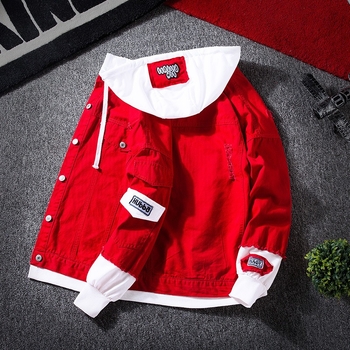 Muška jakna s kapuljačom u korejskom stilu, pamuk ~70%, slim fit