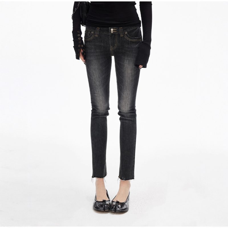 Női denim farmer, egyenes szabású, retro stílus, magas derék, 80-90% pamut