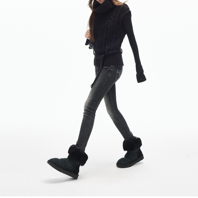 Női denim farmer, egyenes szabású, retro stílus, magas derék, 80-90% pamut