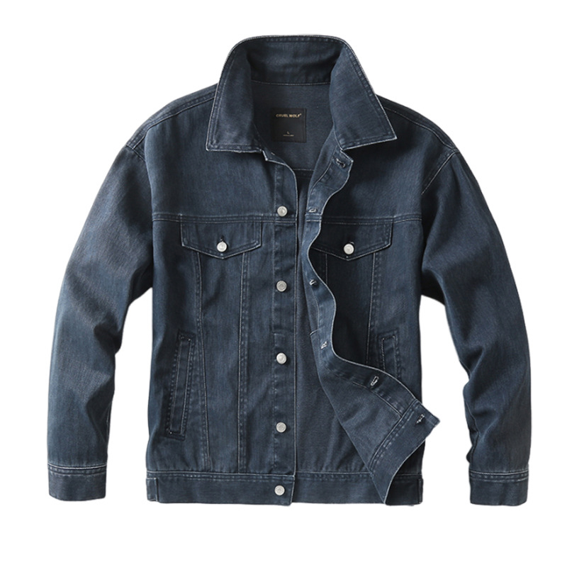 Muška denim jakna, slobodan kroj, street stil, jednoredno zatvaranje, 100% pamuk