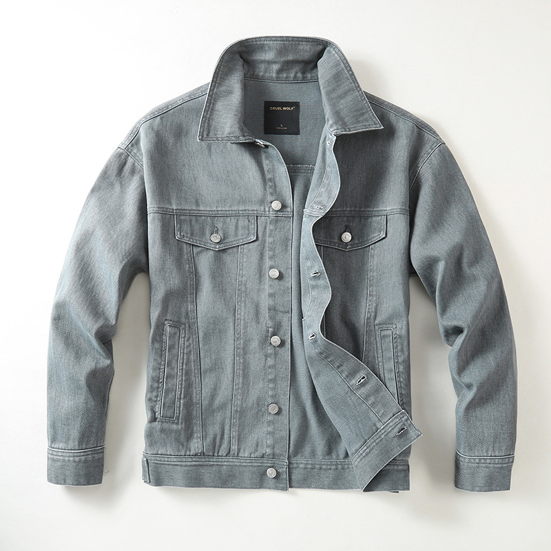 Muška denim jakna, slobodan kroj, street stil, jednoredno zatvaranje, 100% pamuk