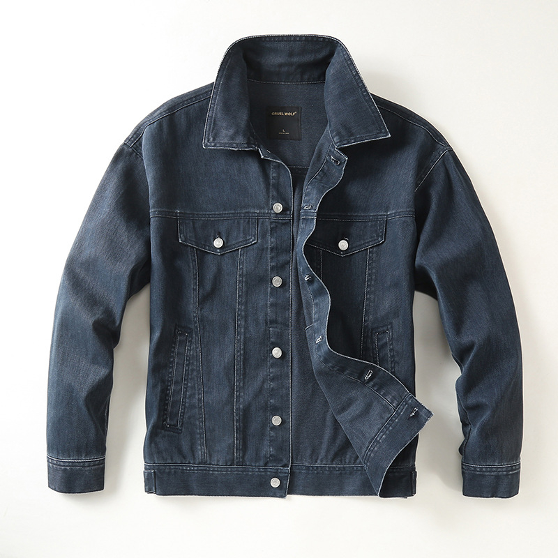 Muška denim jakna, slobodan kroj, street stil, jednoredno zatvaranje, 100% pamuk
