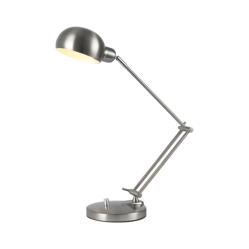 Nordijska metalna stolna lampa s dugim ramom, sklopiva, zaštita očiju i regulacija svjetla (110V, gumbasti prekidač, napajanje iz utičnice, inteligentna kontrola)