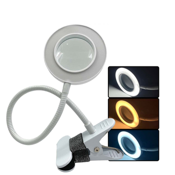 LED klip lupa svjetlo za ljepotu i manikuru, HD povećanje, USB napajanje, metalno sjenilo, CRI 80–89, prekidač na tipku