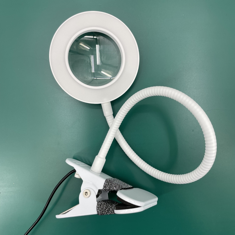 LED klip lupa svjetlo za ljepotu i manikuru, HD povećanje, USB napajanje, metalno sjenilo, CRI 80–89, prekidač na tipku
