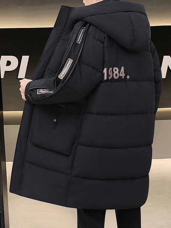 Корейски стил памучно подплатено яке с качулка и цип – дълго зимно палто